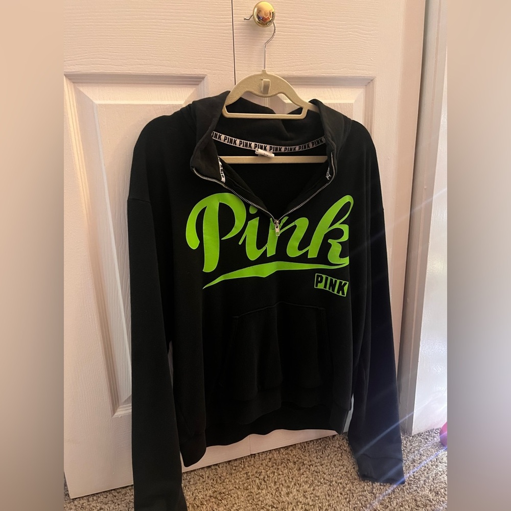 PINK Y2K Black and Green Half-Zip